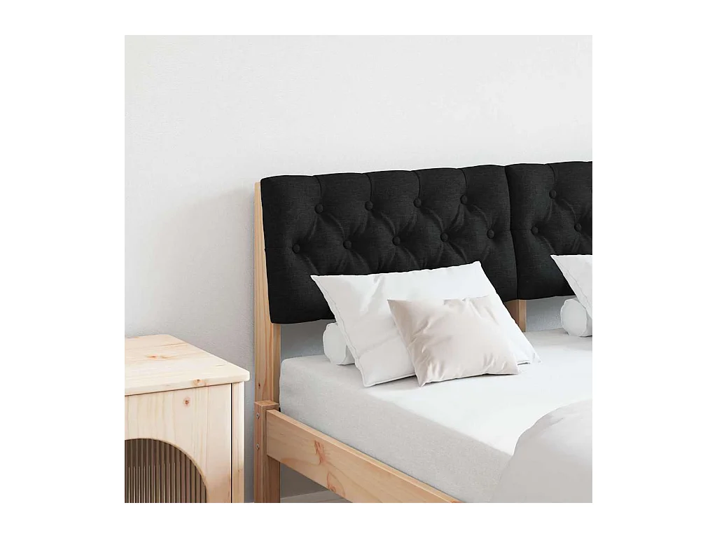Cabecero tapizado Negro 120 cm Madera de pino macizo