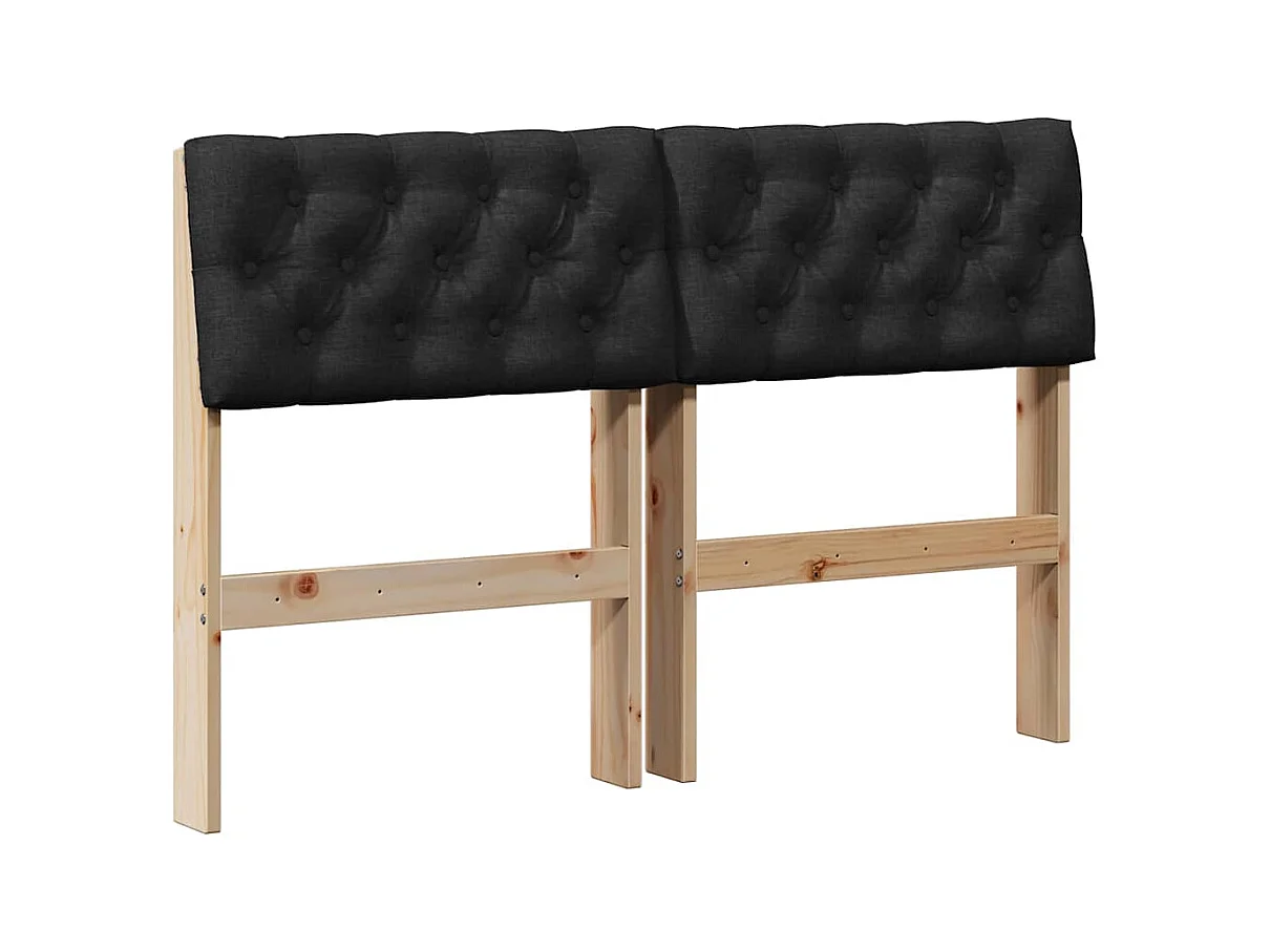 Cabecero tapizado Negro 120 cm Madera de pino macizo