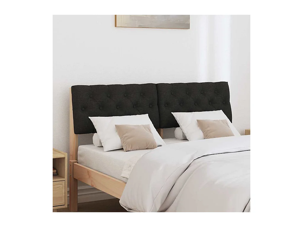 Cabecero tapizado Negro 120 cm Madera de pino macizo