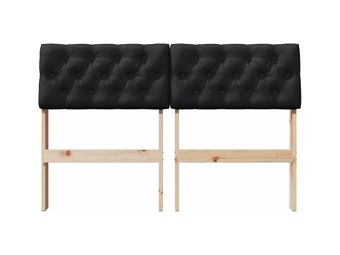 Cabecero tapizado Negro 120 cm Madera de pino macizo