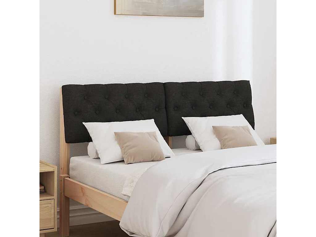 Cabeceira estofada Preto 120 cm Madeira de Pinheiro Sólida