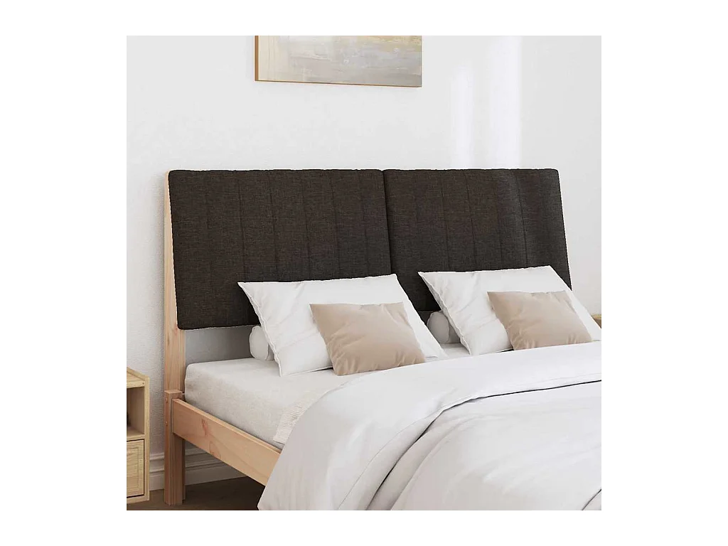 Cabeceira estofada Preto 140 cm Madeira de Pinheiro Sólida