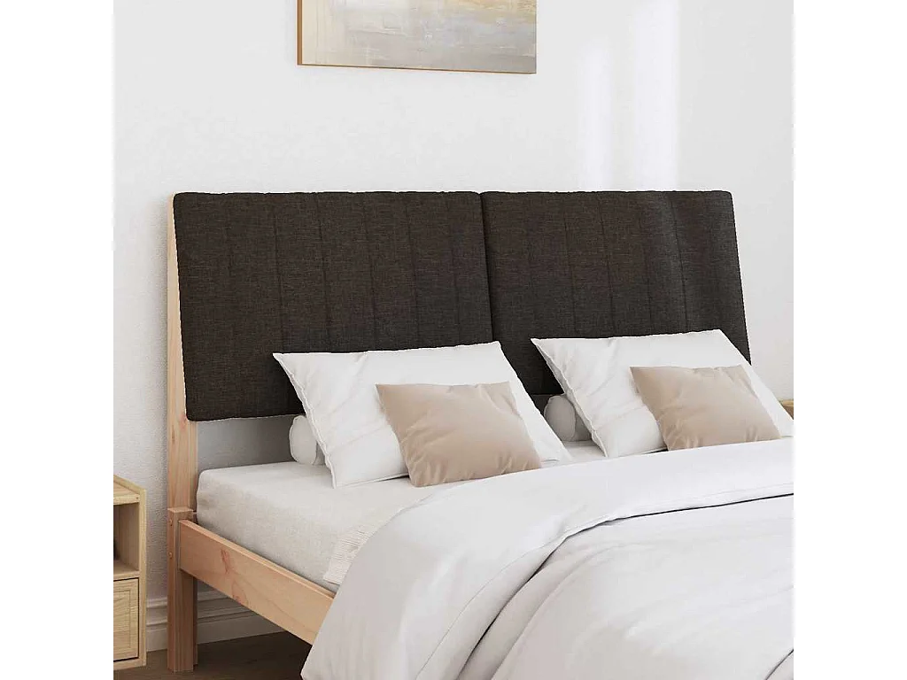 Cabeceira estofada Preto 140 cm Madeira de Pinheiro Sólida