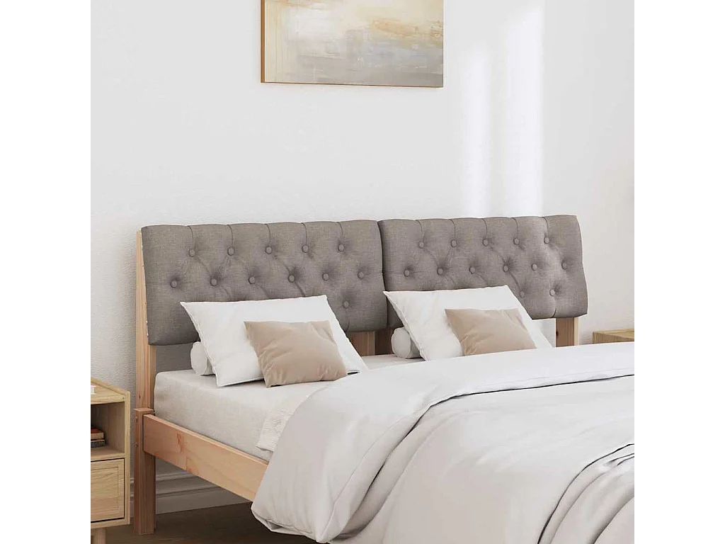 Tête de lit capitonnée Taupe 150 cm Pin massif