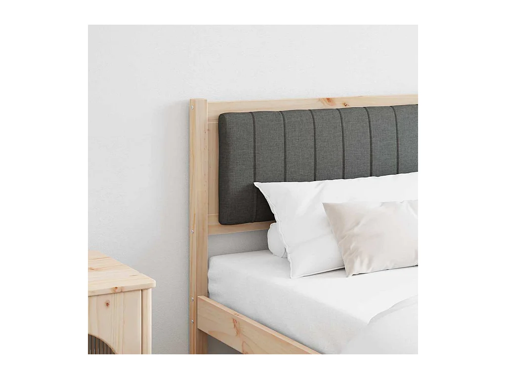 Cabecero tapizado Marrón 180 cm Madera de Pino Sólido y Tela