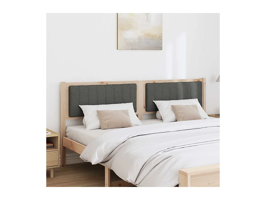 Cabecero tapizado Marrón 180 cm Madera de Pino Sólido y Tela