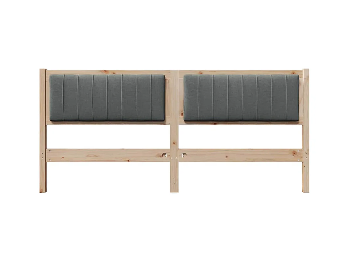Cabecero tapizado Marrón 180 cm Madera de Pino Sólido y Tela