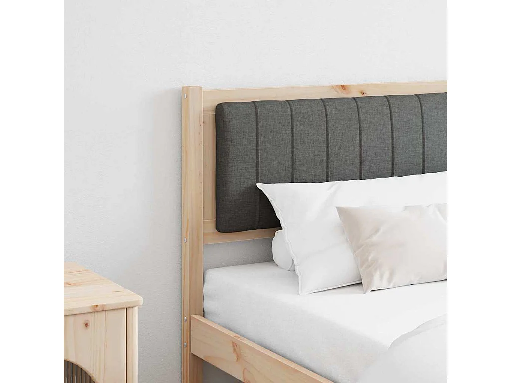 Cabecero tapizado Marrón 180 cm Madera de Pino Sólido y Tela
