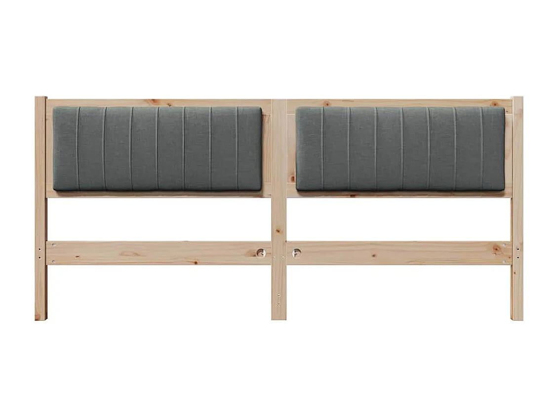 Cabecero tapizado Marrón 180 cm Madera de Pino Sólido y Tela