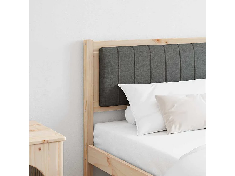 Cabecero tapizado Marrón 180 cm Madera de Pino Sólido y Tela
