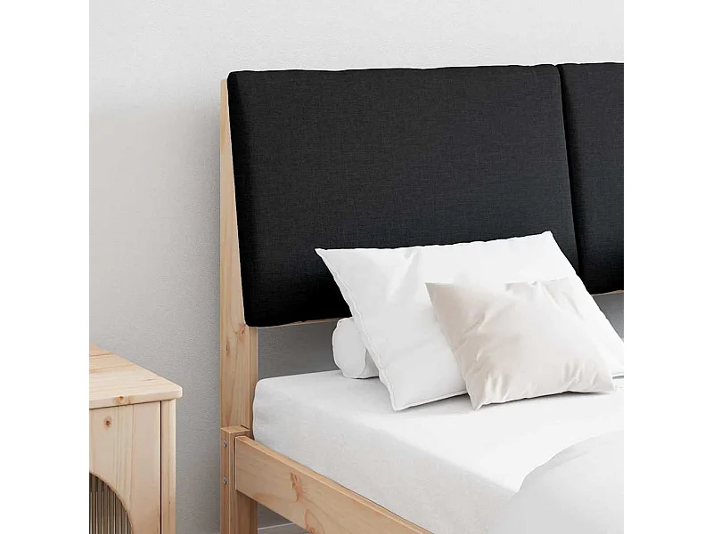 Cabecero tapizado Negro 150 cm Madera de pino macizo