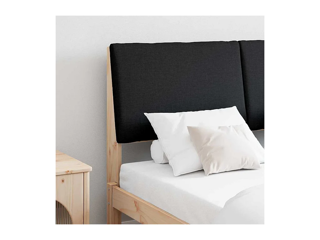 Cabecero tapizado Negro 150 cm Madera de pino macizo