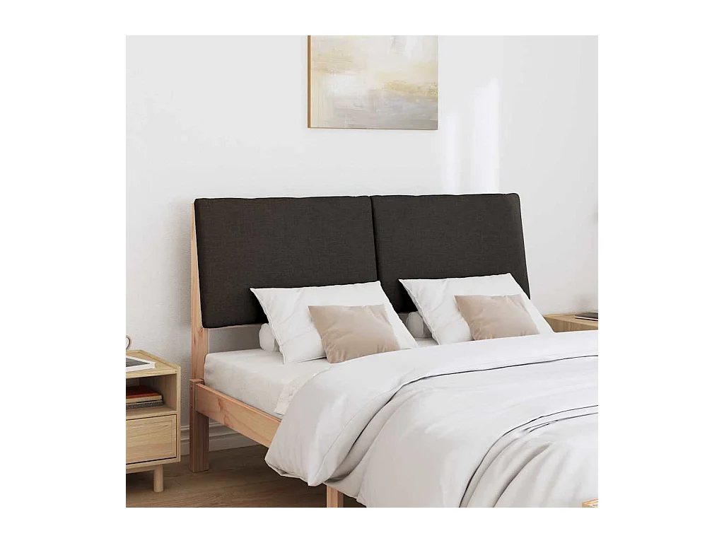 Cabecero tapizado Negro 150 cm Madera de pino macizo