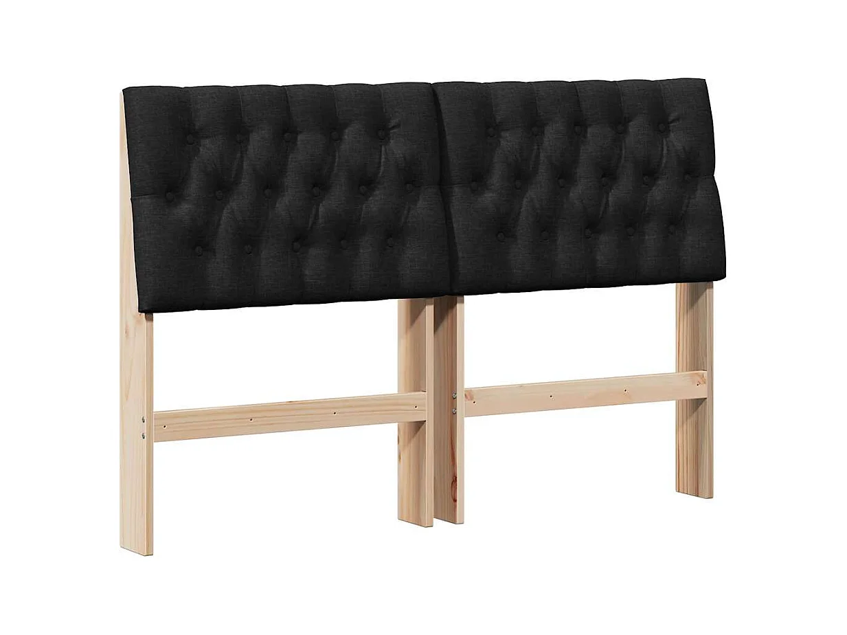 Tête de lit capitonnée Noir 150 cm Pin massif
