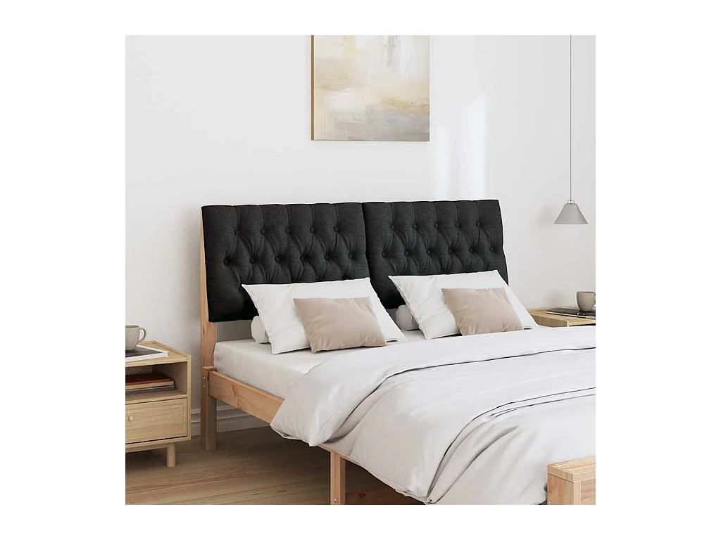 Tête de lit capitonnée Noir 150 cm Pin massif