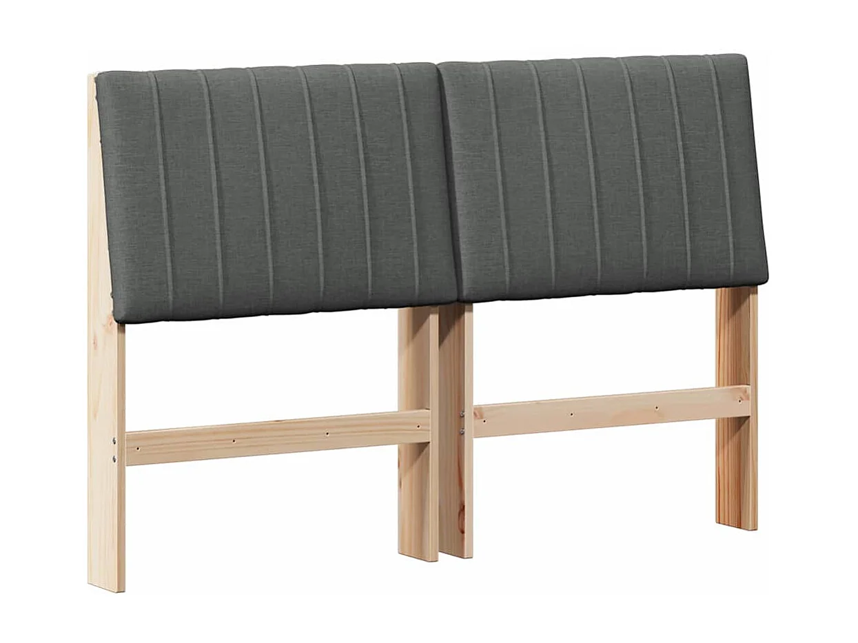 Cabecero tapizado Gris oscuro 135 cm Madera de pino macizo