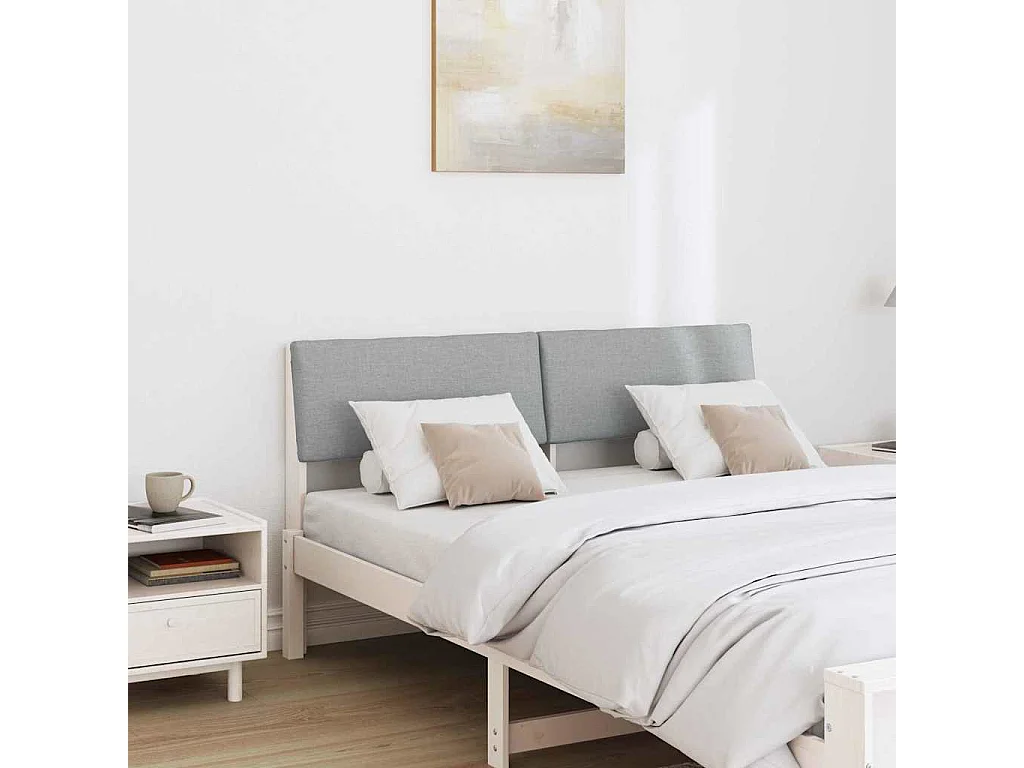Cabeceira estofada Cinzento-claro 140 cm