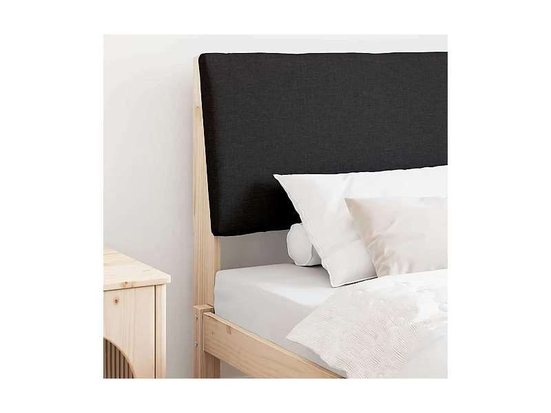 Cabeceira estofada Preto 90 cm Madeira de Pinheiro Sólida