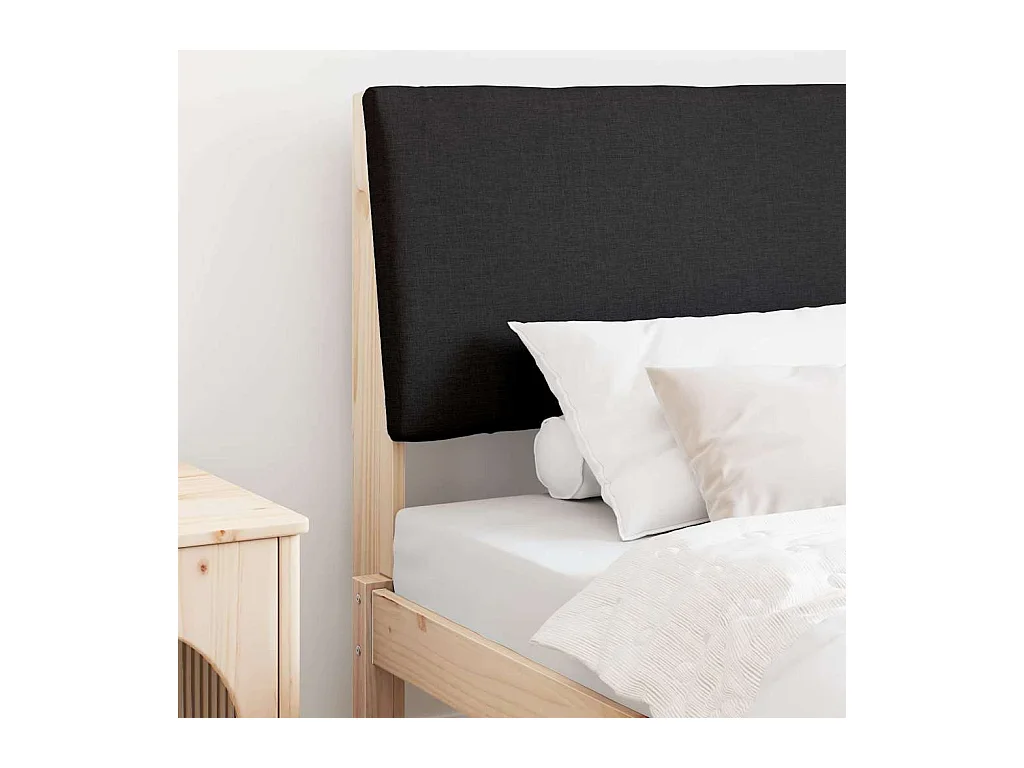Cabeceira estofada Preto 90 cm Madeira de Pinheiro Sólida