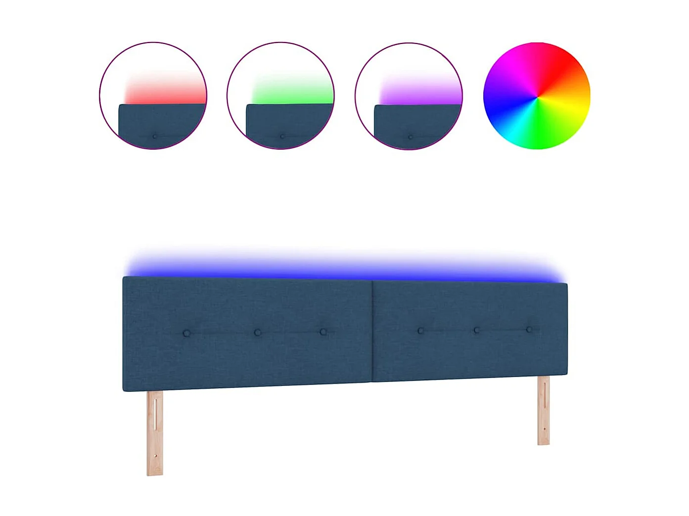 Tête de Lit LED avec des lumières à LED Bleu 200 cm tissu