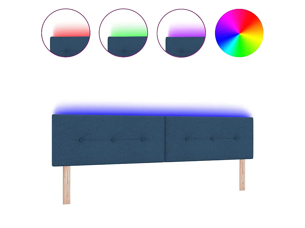 Cabecero LED con luces de tiras LED Manual Azul 200 cm tela