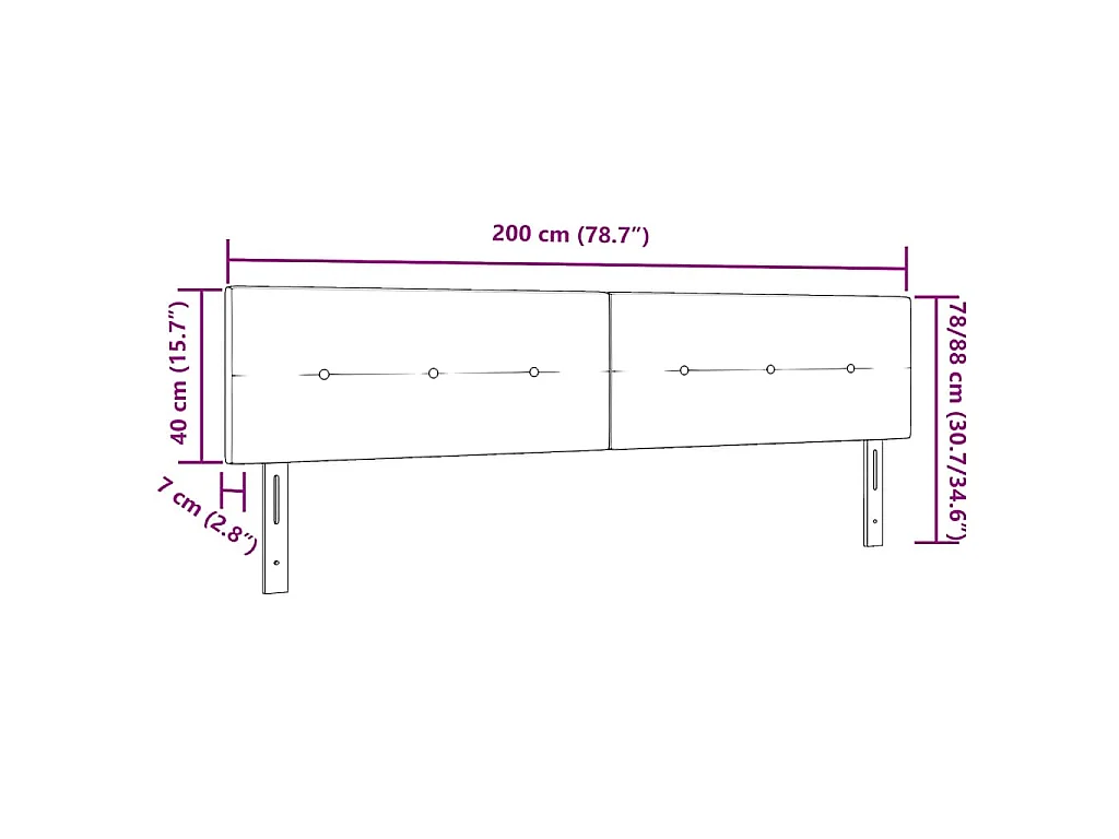 Cabecero LED con luces de tiras LED Manual Azul 200 cm tela