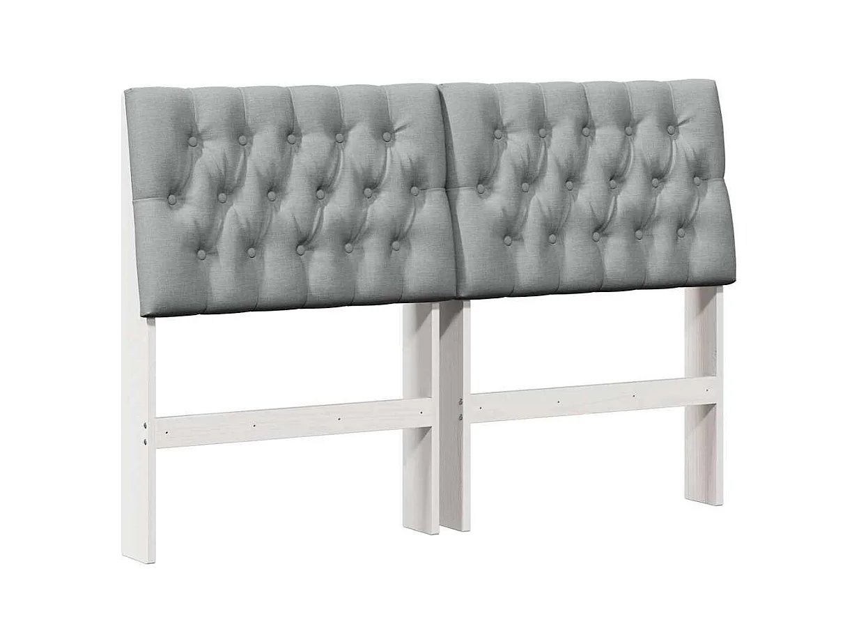 Tête de lit capitonnée Gris clair 140 cm Pin massif