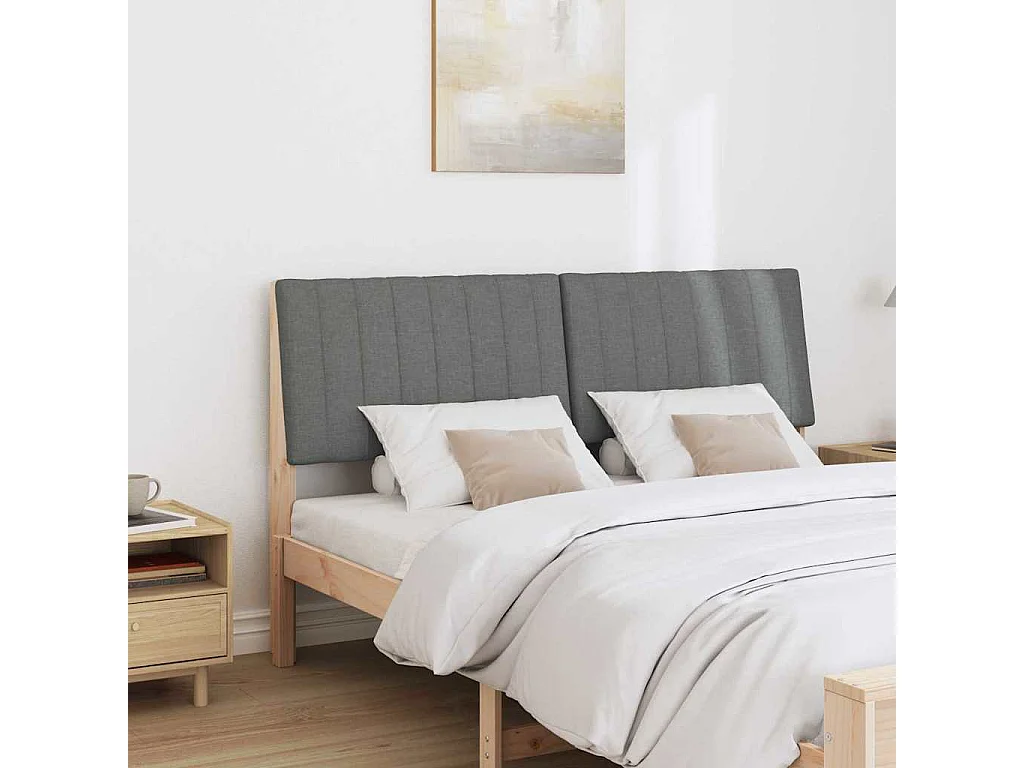 Cabecero tapizado Gris oscuro 160 cm Madera de pino macizo