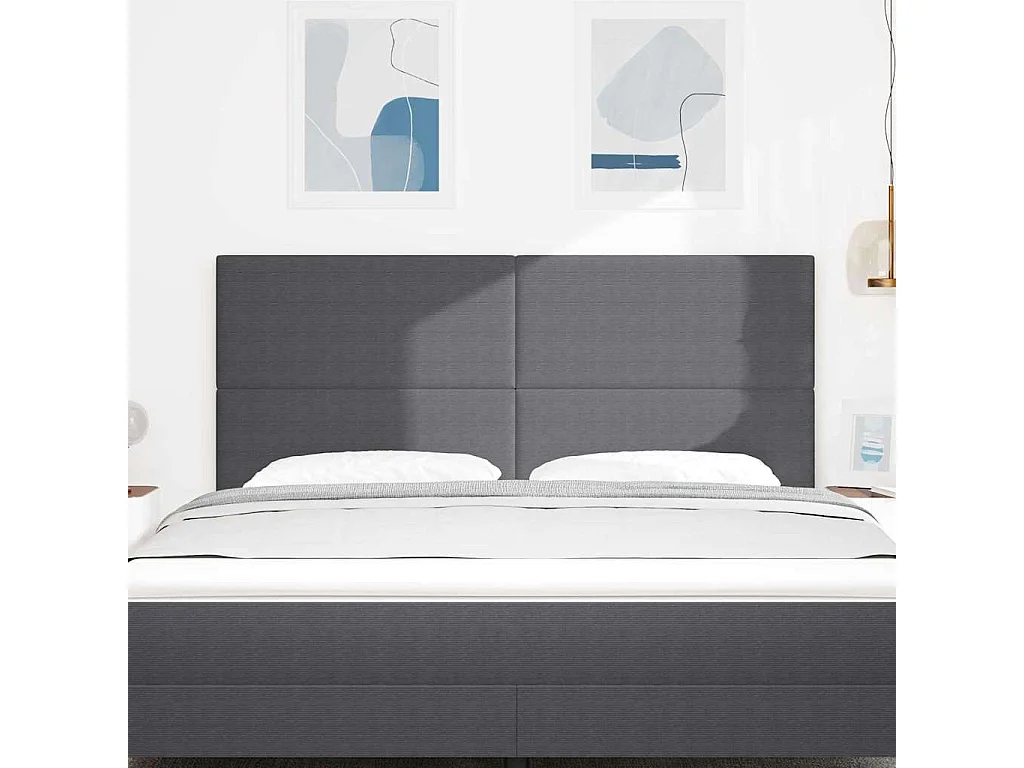 Tête de lit LED avec des lumières à LED Gris foncé 180 cm tissu