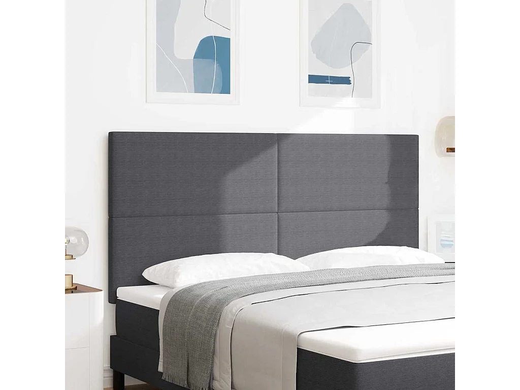 Tête de lit LED avec des lumières à LED Gris foncé 180 cm tissu
