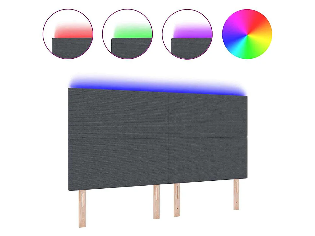 Tête de lit LED avec des lumières à LED Gris foncé 180 cm tissu