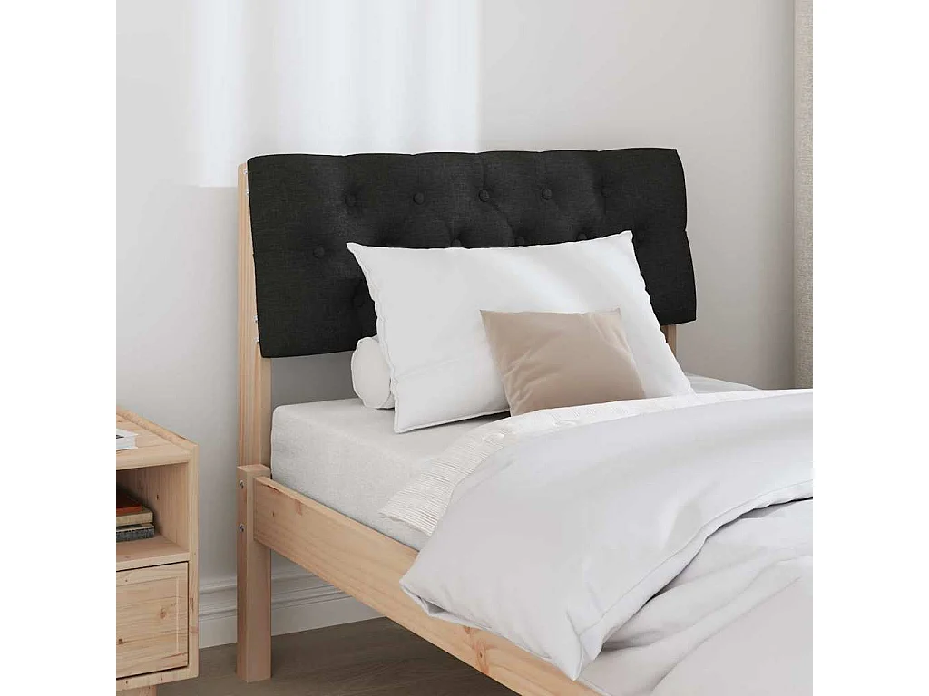 Tête de lit capitonnée Noir 80 cm Pin massif