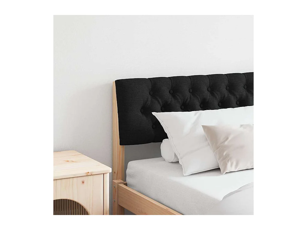 Tête de lit capitonnée Noir 200 cm Pin massif