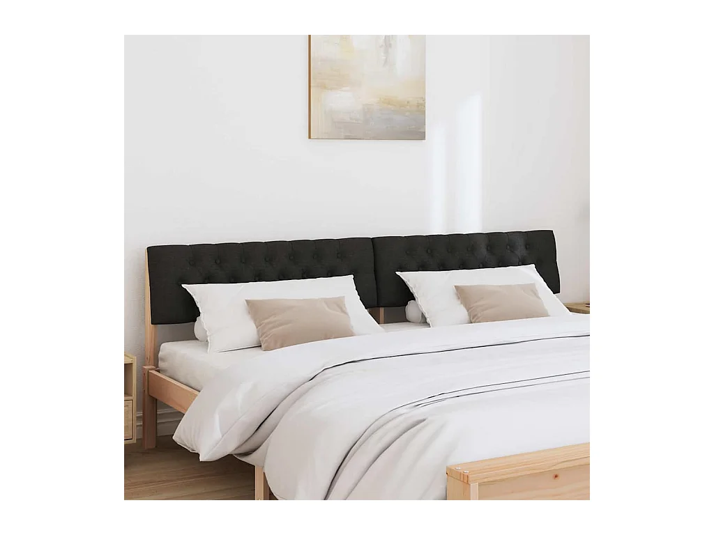 Tête de lit capitonnée Noir 200 cm Pin massif