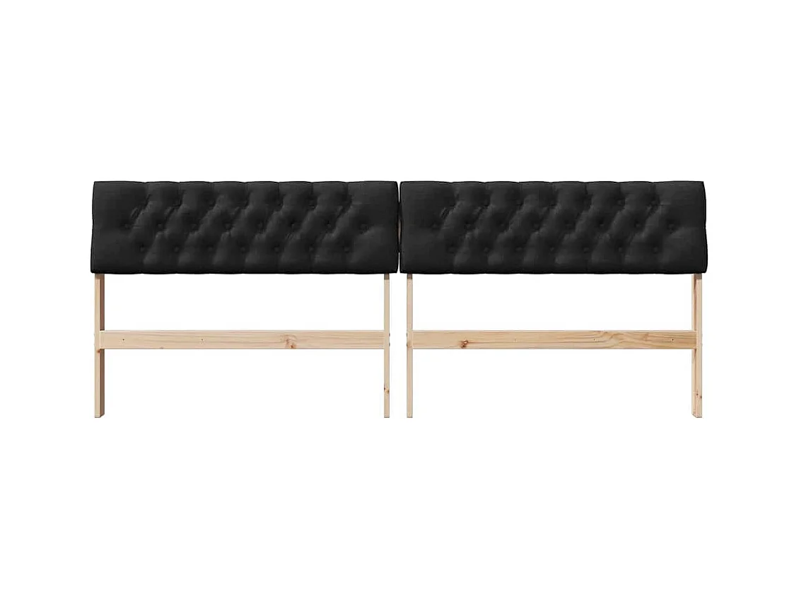 Tête de lit capitonnée Noir 200 cm Pin massif
