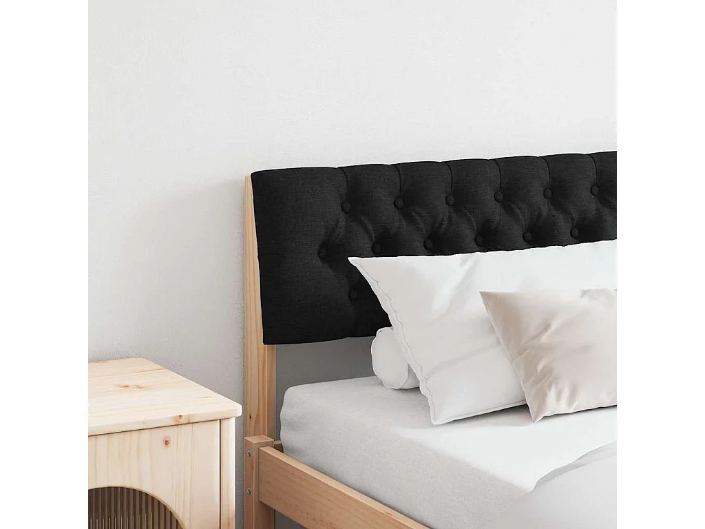 Cabecero tapizado Negro 200 cm Madera de pino macizo
