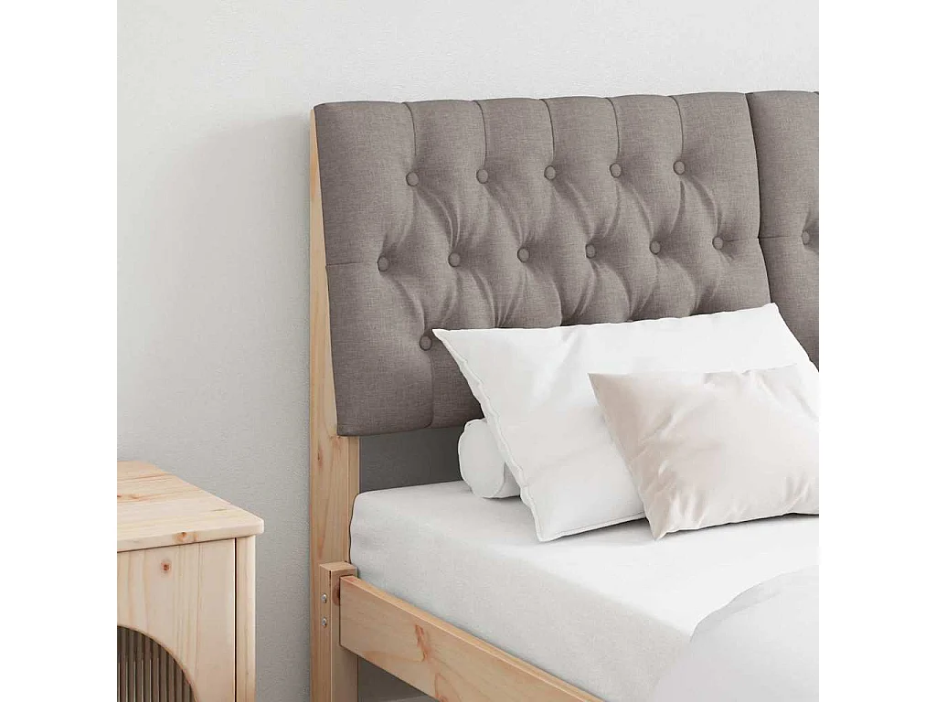 Tête de lit capitonnée Taupe 140 cm Pin massif