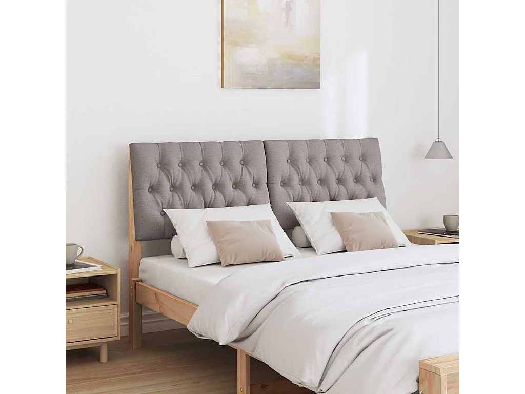 Tête de lit capitonnée Taupe 140 cm Pin massif