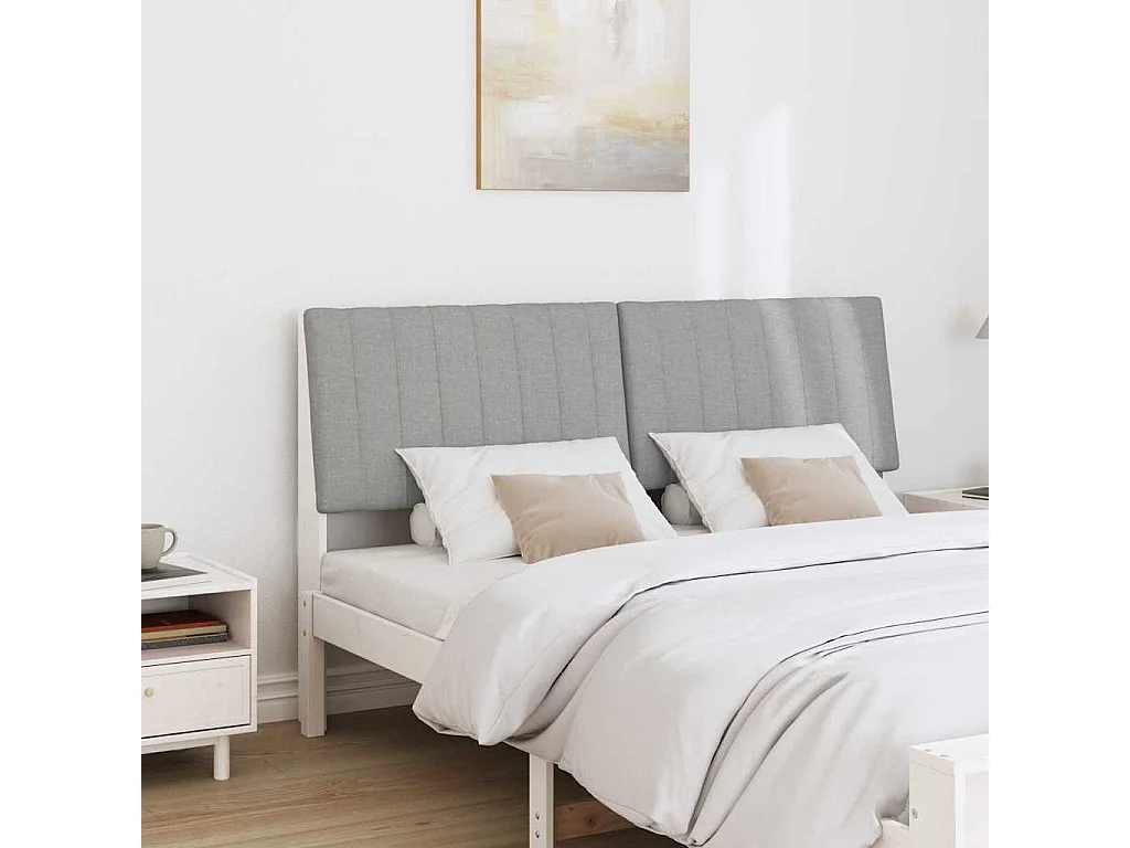 Cabecero tapizado Gris Claro 160 cm Madera de pino macizo