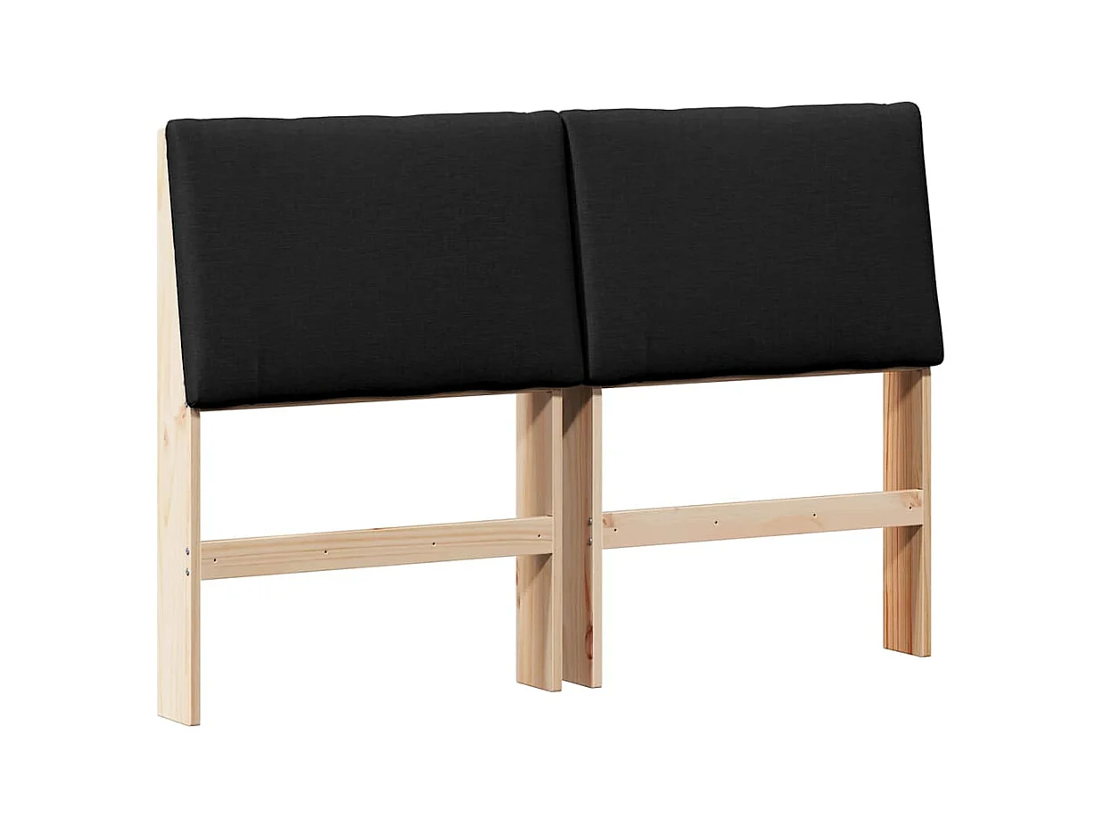 Cabecero tapizado Negro 160 cm Madera de pino macizo