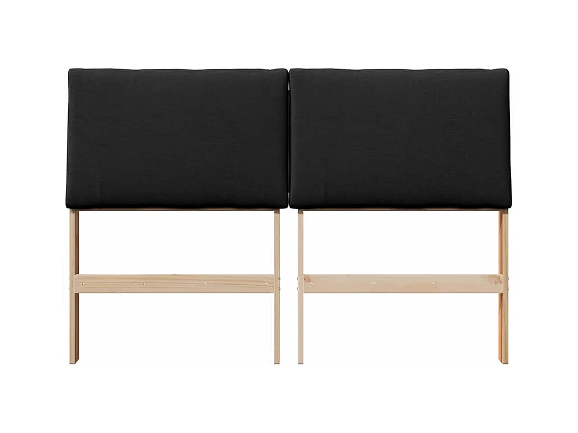 Cabecero tapizado Negro 160 cm Madera de pino macizo