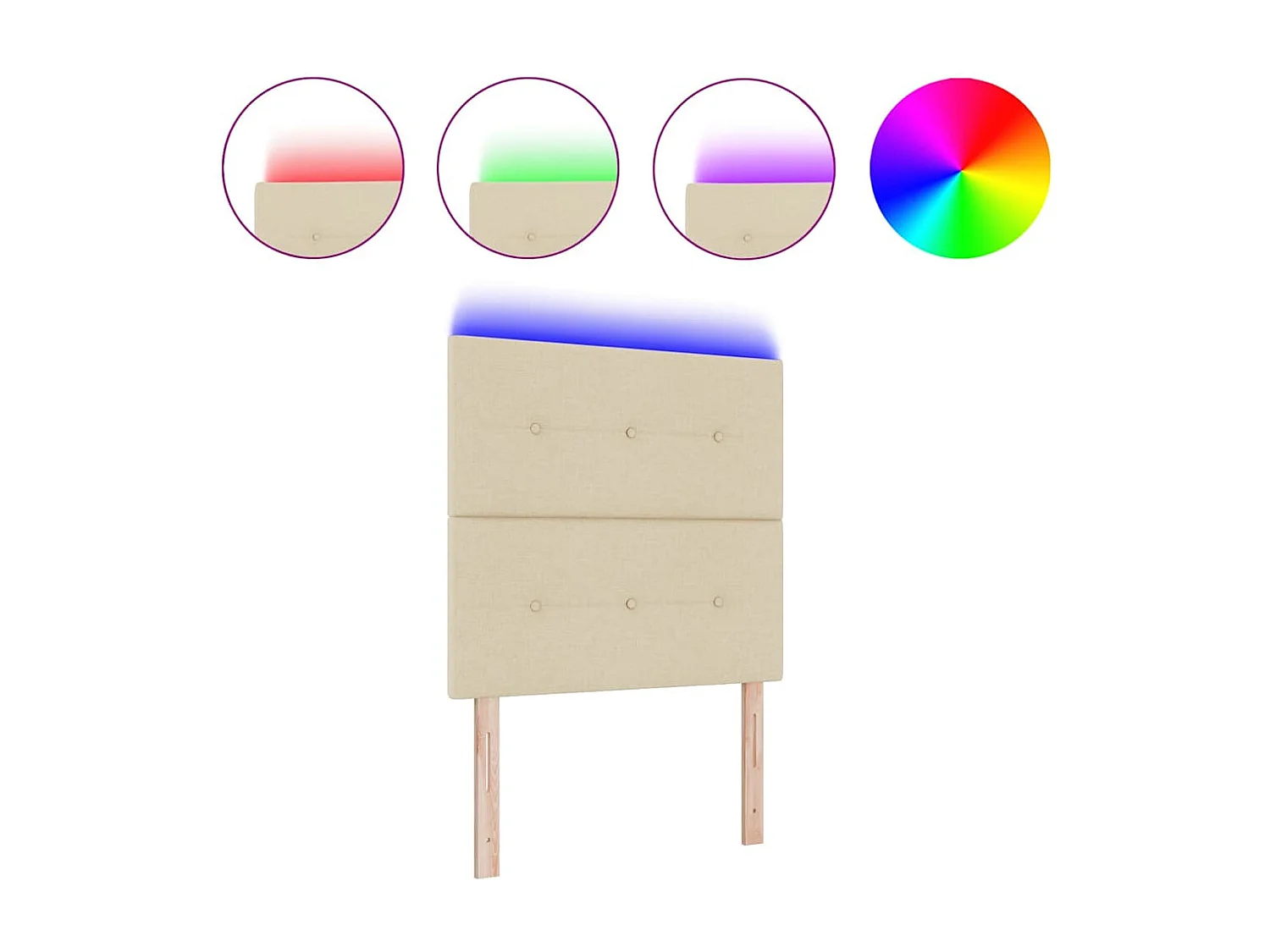 Tête de Lit LED avec des lumières à LED Crème 80 cm tissu