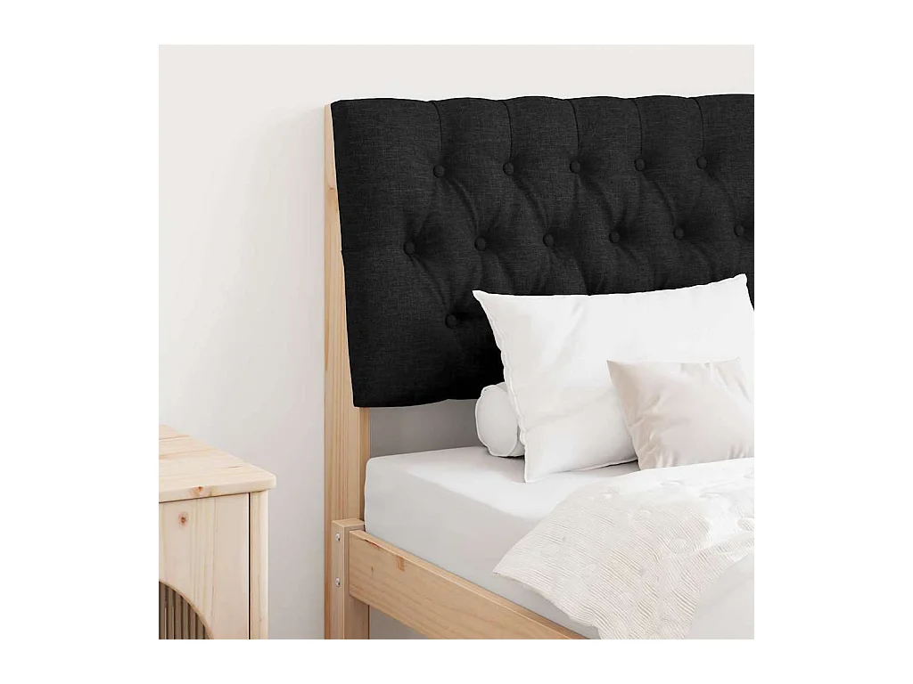Cabecero tapizado Negro 80 cm Madera de pino macizo