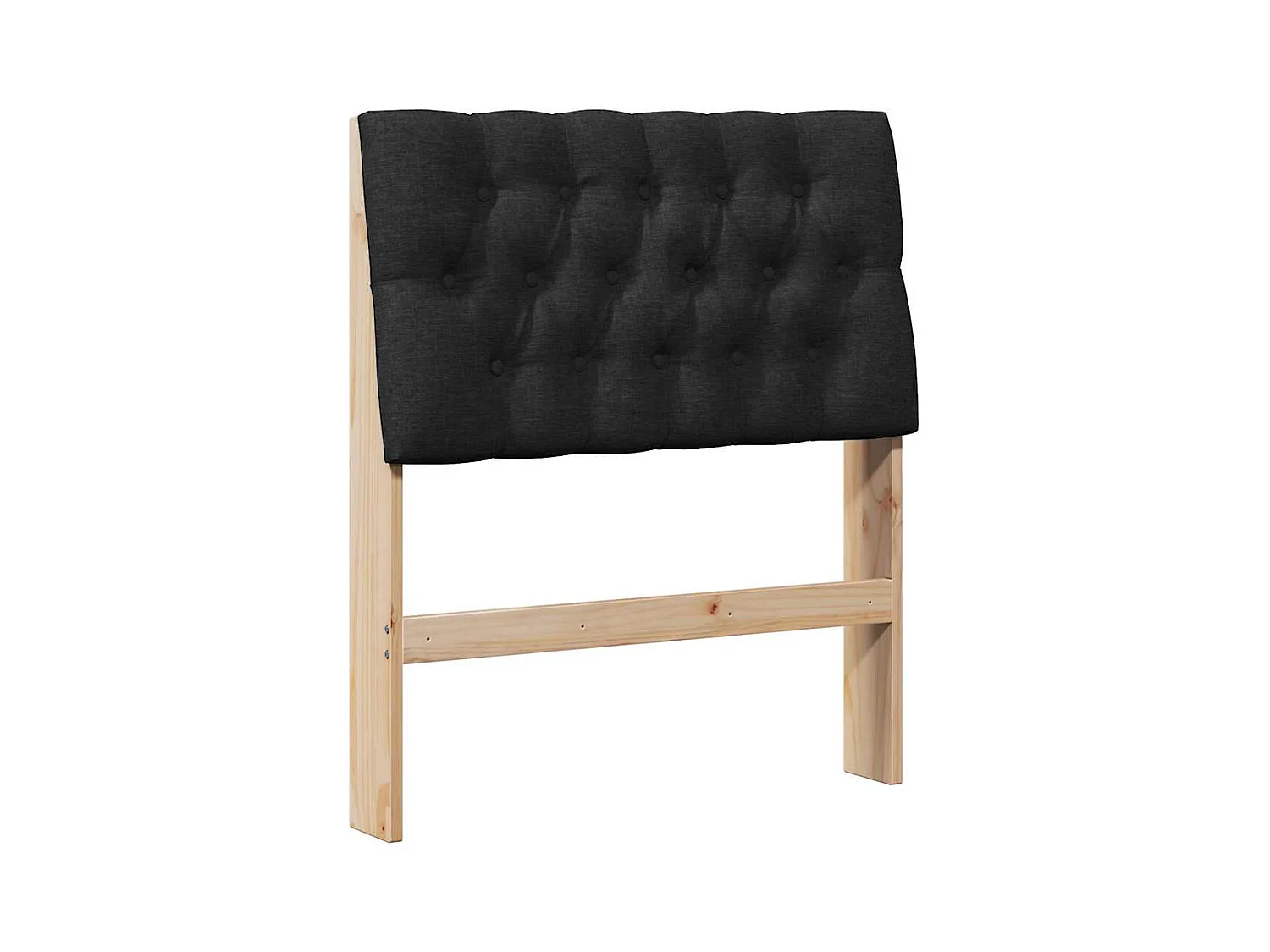 Cabecero tapizado Negro 80 cm Madera de pino macizo