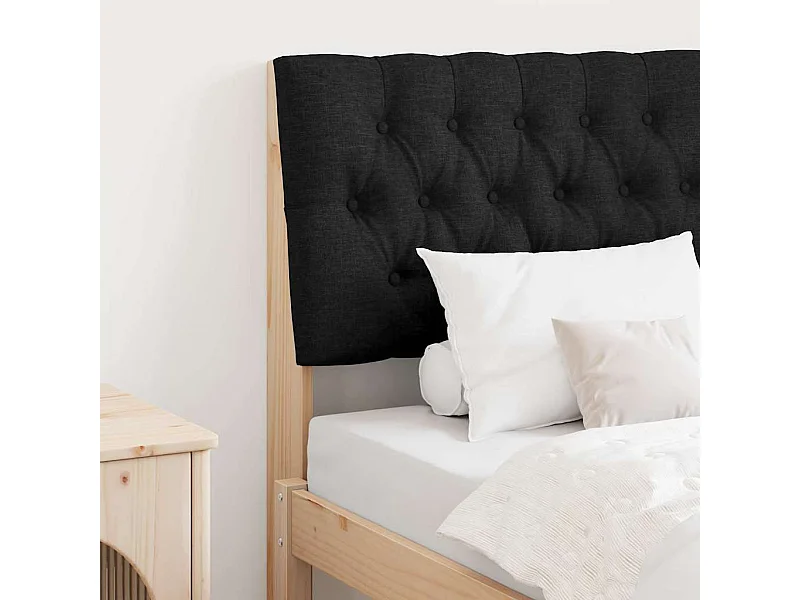 Gestoffeerd hoofdbord Zwart 80 cm Massief grenenhout