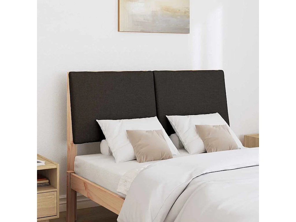 Tête de lit capitonnée Noir 135 cm Pin massif