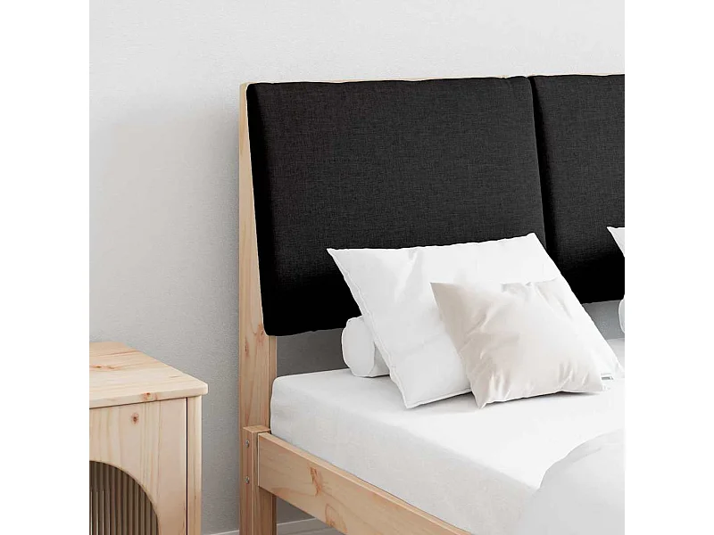 Tête de lit capitonnée Noir 135 cm Pin massif