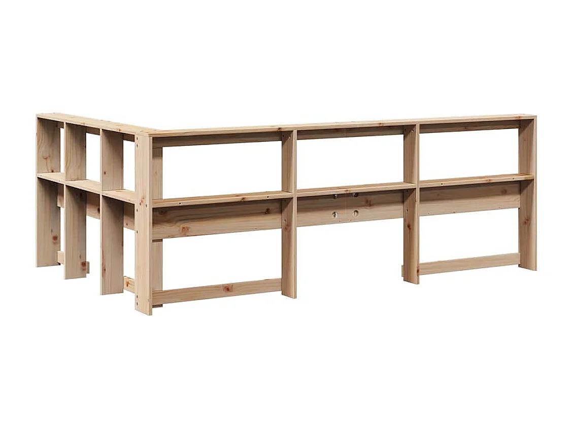 Boekenkast Hoofdeinde L-vormig 120 cm massief grenenhout