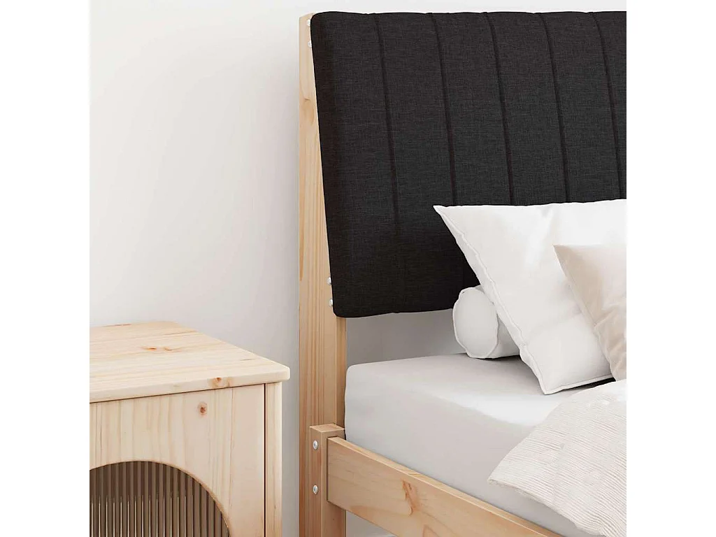 Cabecero tapizado Negro 80 cm Madera de pino macizo