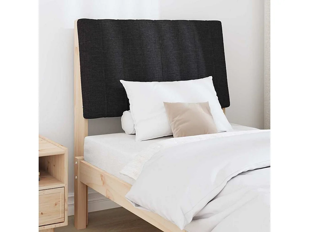 Cabecero tapizado Negro 80 cm Madera de pino macizo